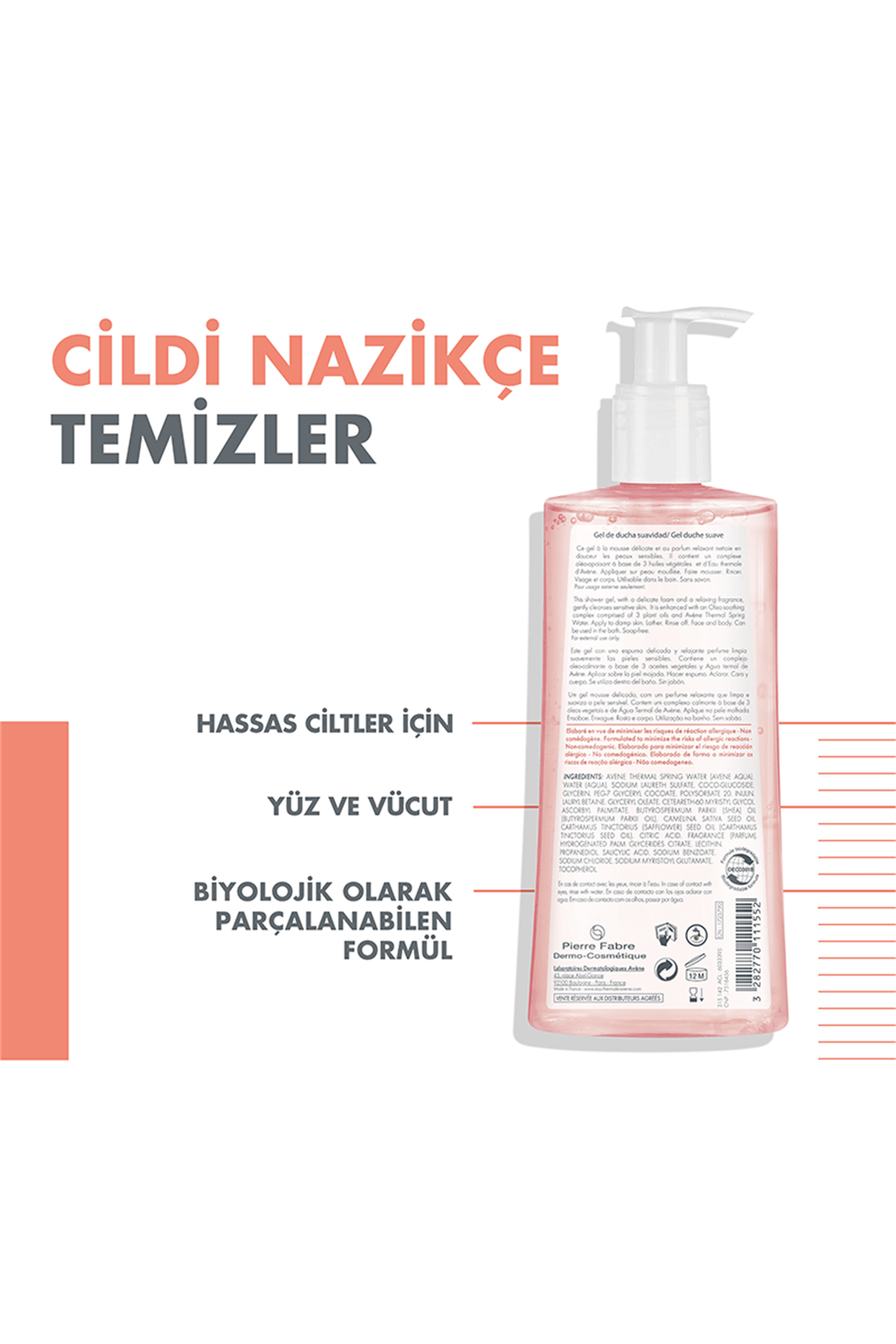 Avene Body Hassas Ciltler için Duş Jeli 500 ml