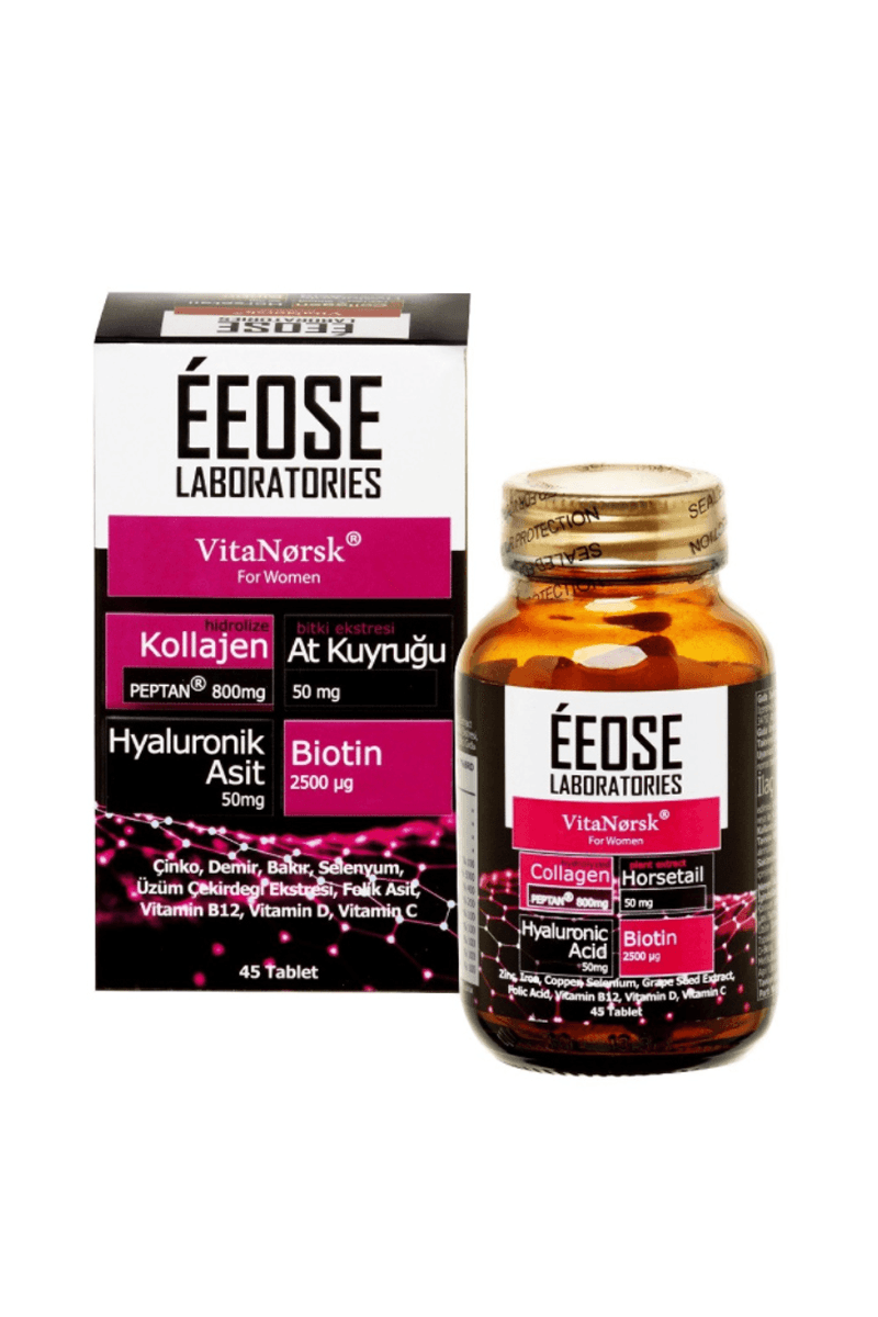 Eeose Collagen Tablet ( Kollajen + Hyaluronik Asit + Atkuyrugu + Biotin + C Vitamini) 45 Tablet