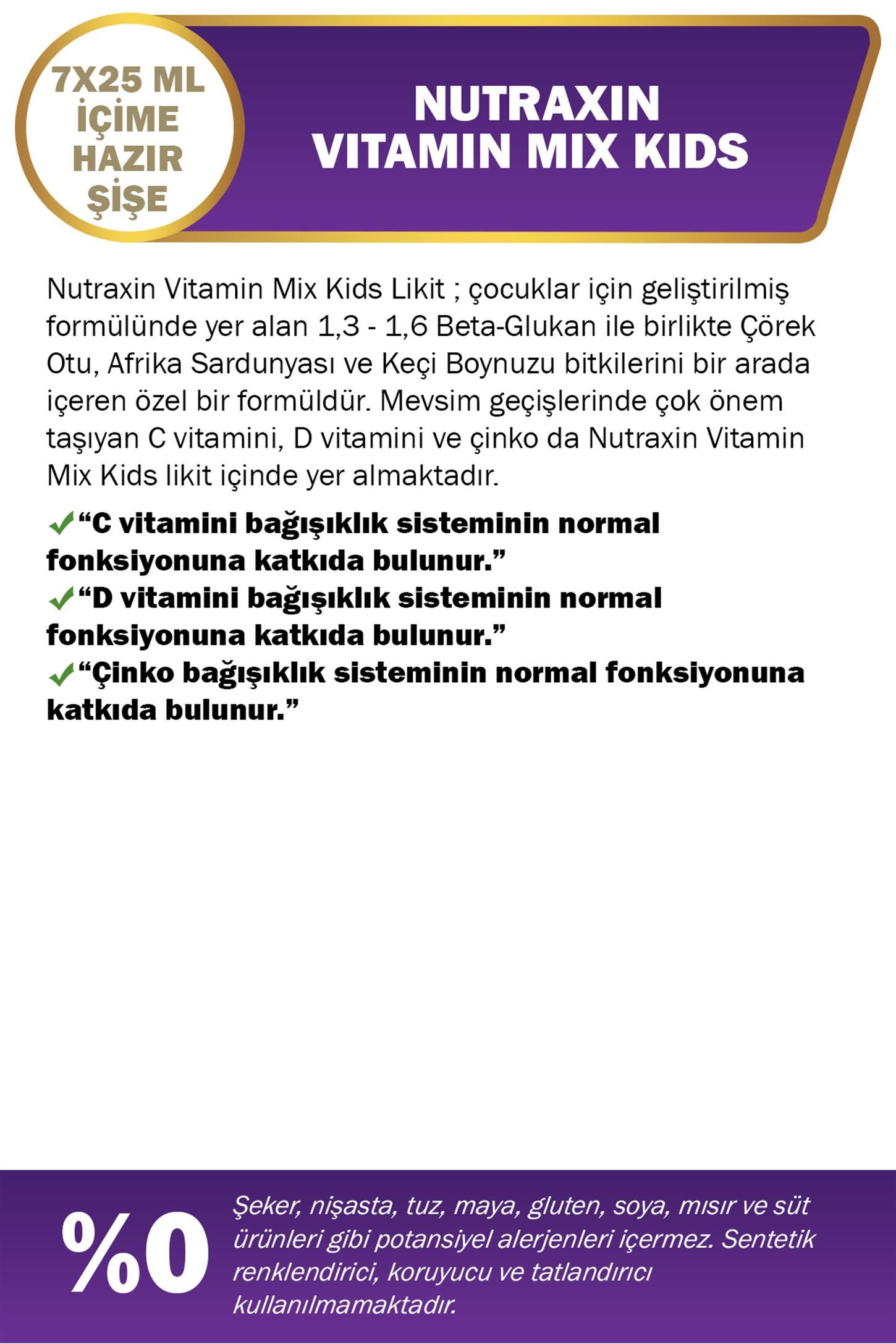 Nutraxin Vitamin Mix Çilek 25 ml x 7 Saşe