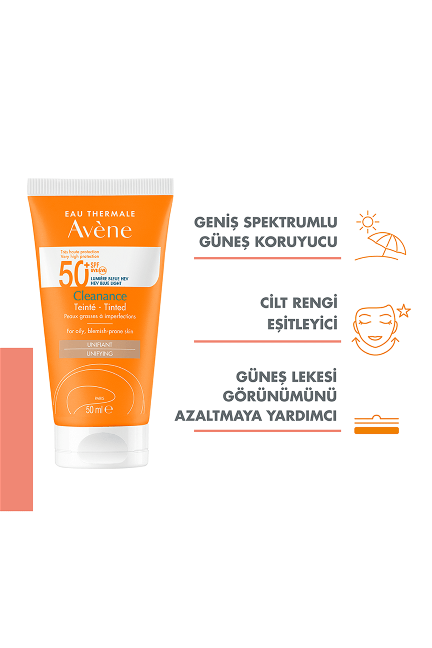 Avene Cleanance SPF50+ Renkli Güneş Kremi 50 ml