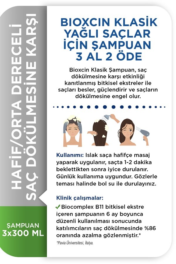 Bioxcin Klasik Yağlı Şampuan 3 Al 2 Öde