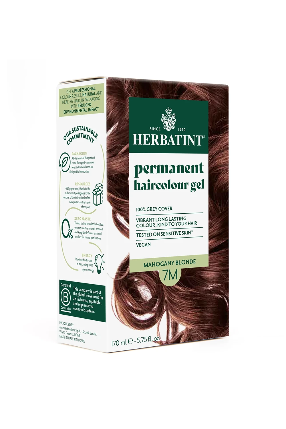 Herbatint Bitkisel Özlü Kalıcı Saç Boyası | Akaju Kumral (Mahogany Blonde 7M) 170 ml