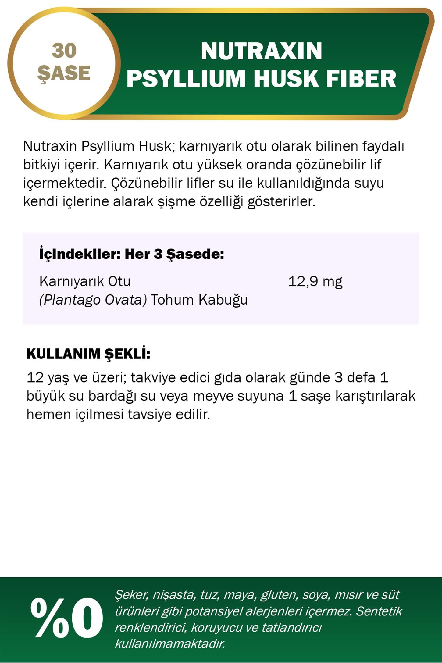 Nutraxin Psyllium Husk Fiber 4 g x 30 Saşe