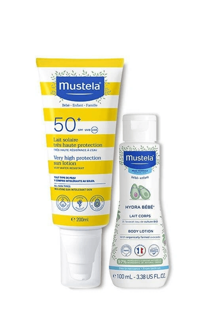 Mustela Güneş Losyonu SPF50 200 ml + Hydra Bebe 100 ml