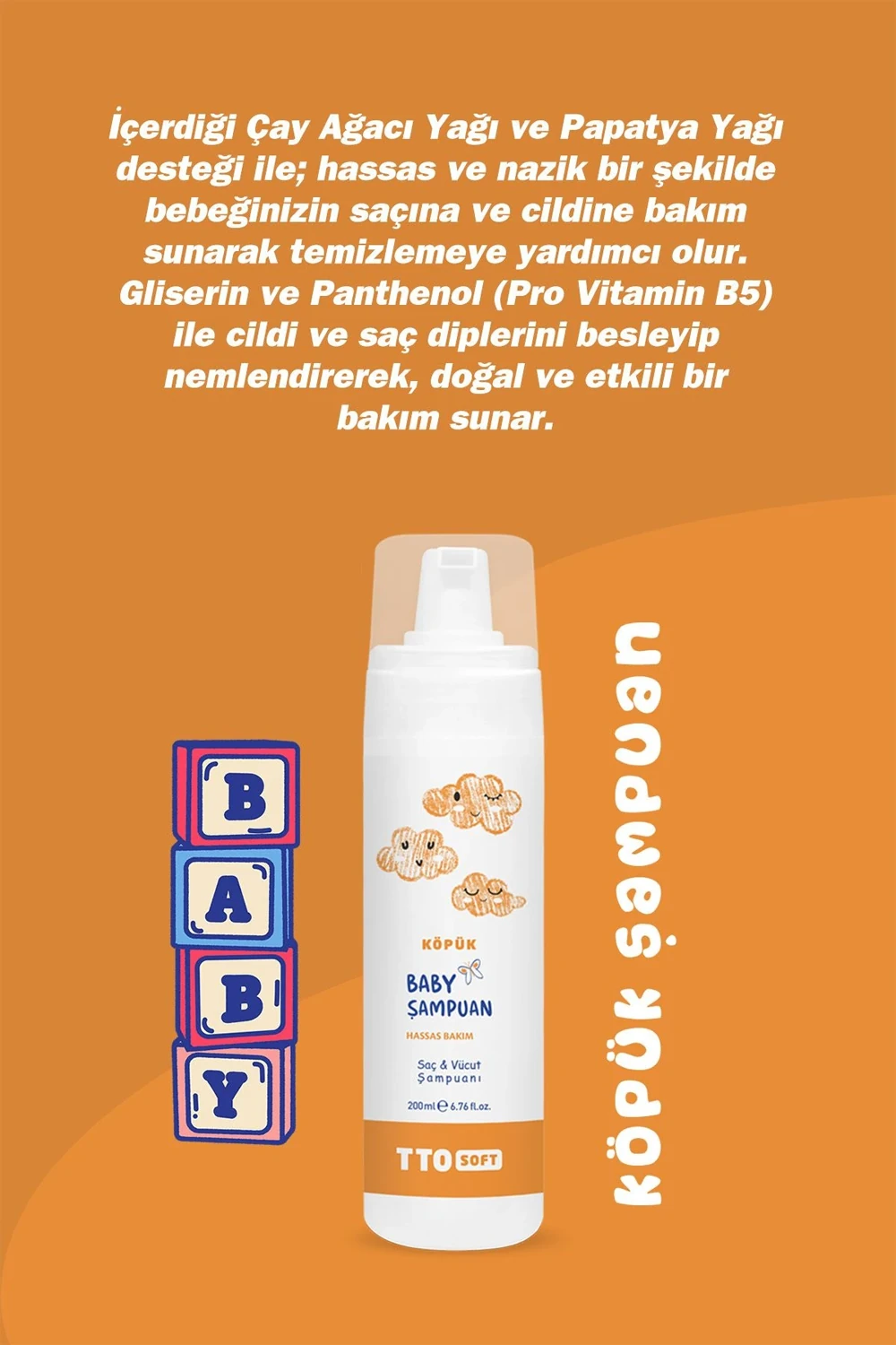 TTO Soft Bebek Köpük Şampuanı 200 ml