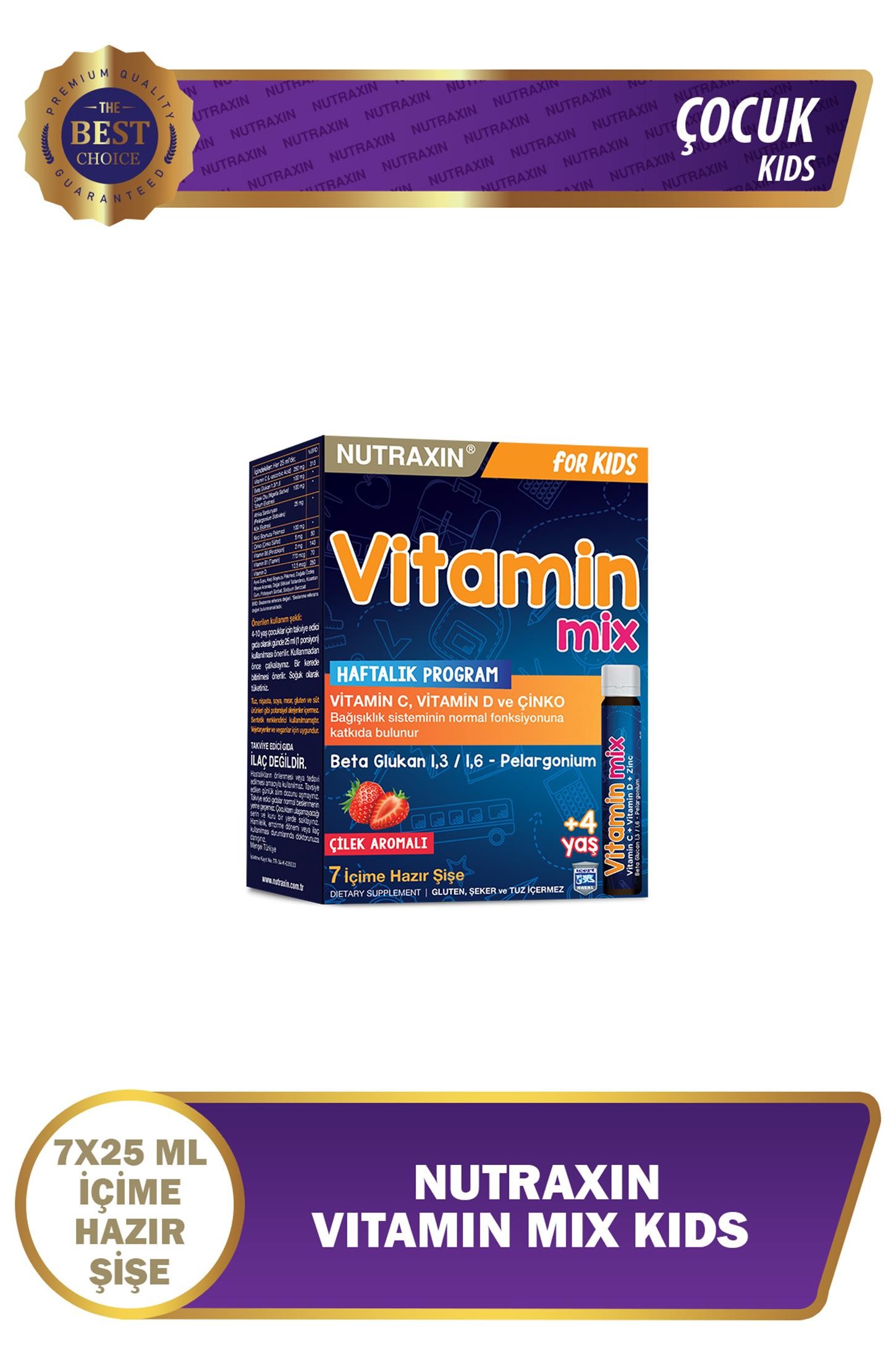 Nutraxin Vitamin Mix Çilek 25 ml x 7 Saşe