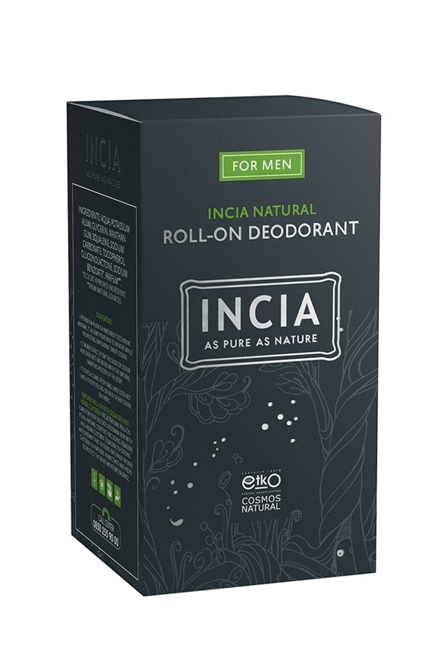 INCIA Doğal Roll-On Deodorant 50ml - Erkekler için