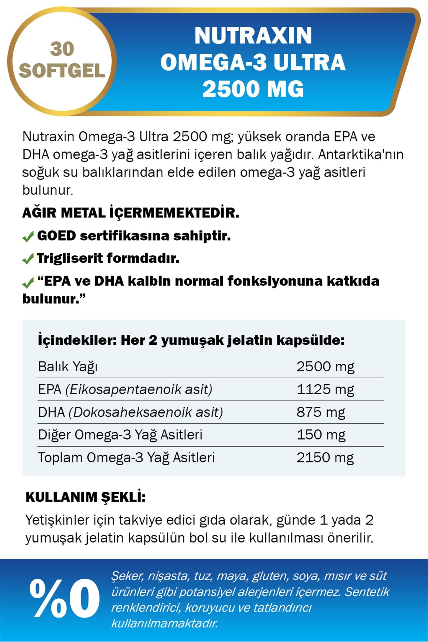 Nutraxin Omega 3 Ultra 2500 mg 30 Softjel