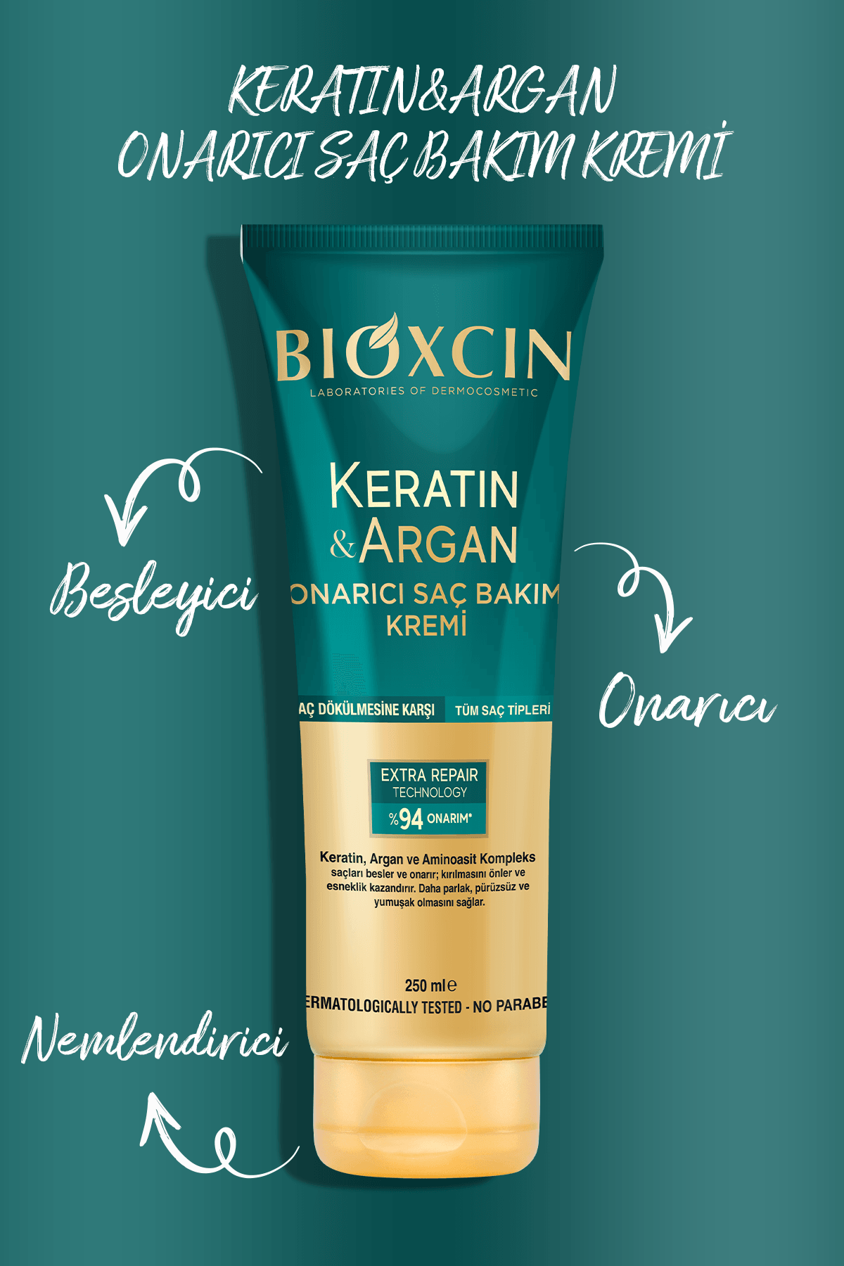 Bioxcin Keratin Argan Onarıcı Saç Bakım Kremi 250ml