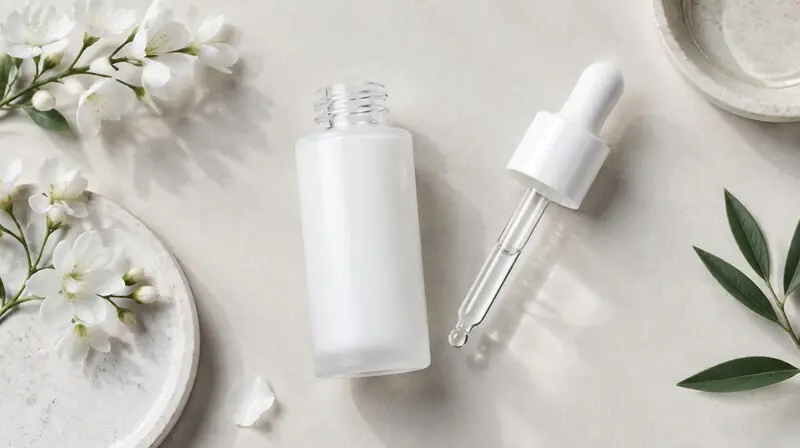 Ton ve aydınlık görünüme yönelik antioksidan serum ve cam damlalık — glutatyon ve cilt bağlamı