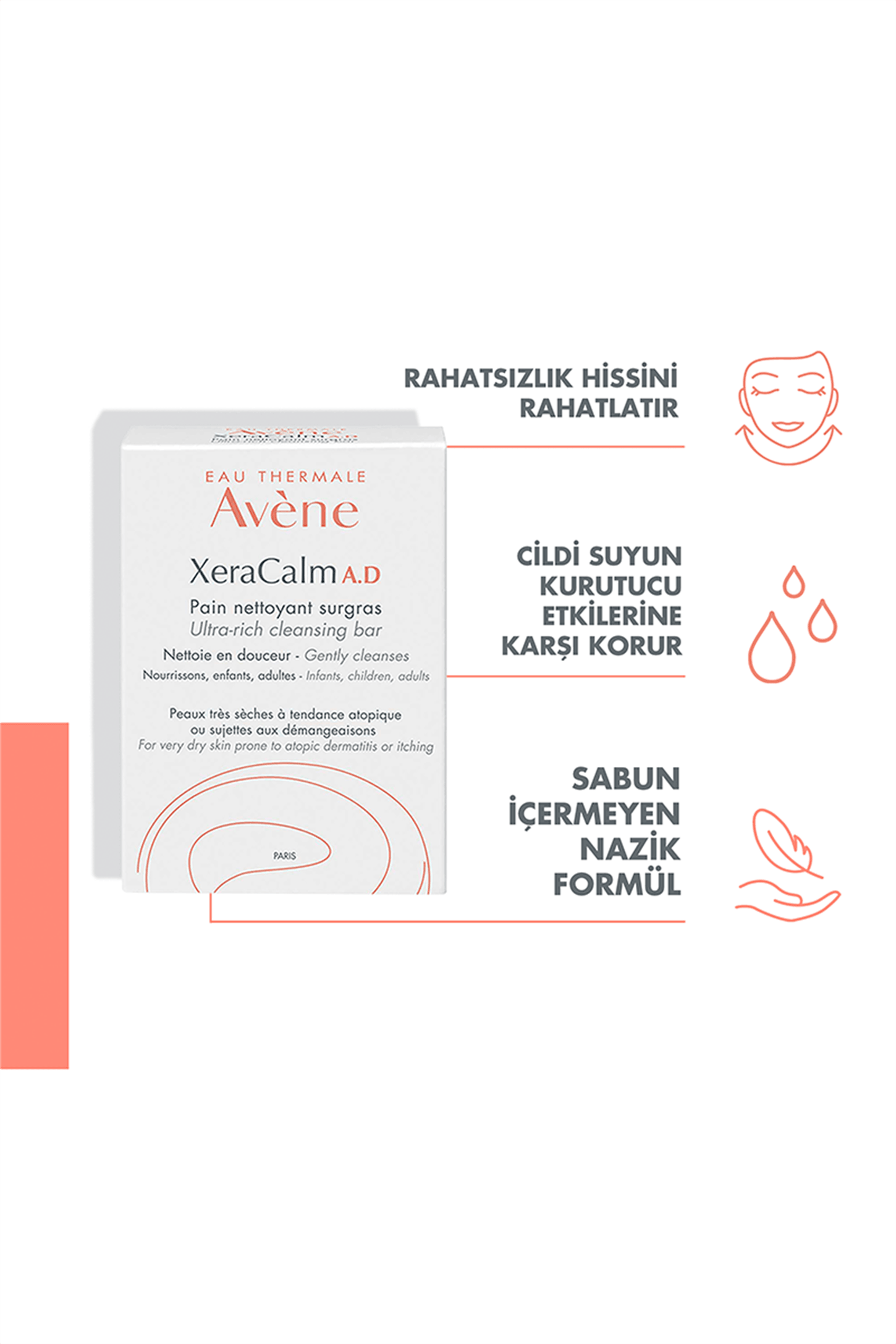 Avene XeraCalm A.D Ultra-Rich Cleansing Bar 100 gr