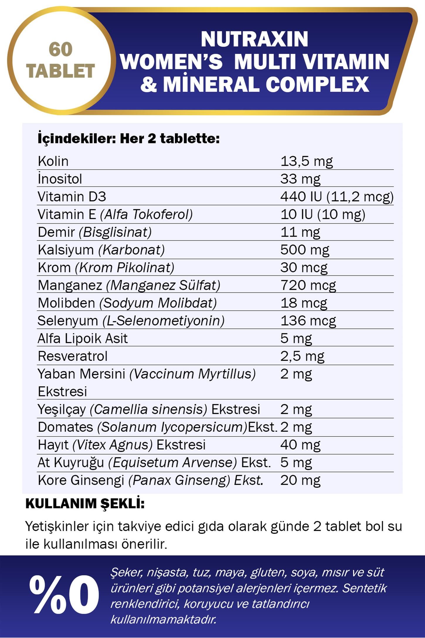 Nutraxin Womens Multivitamin Complex 60 Tablet