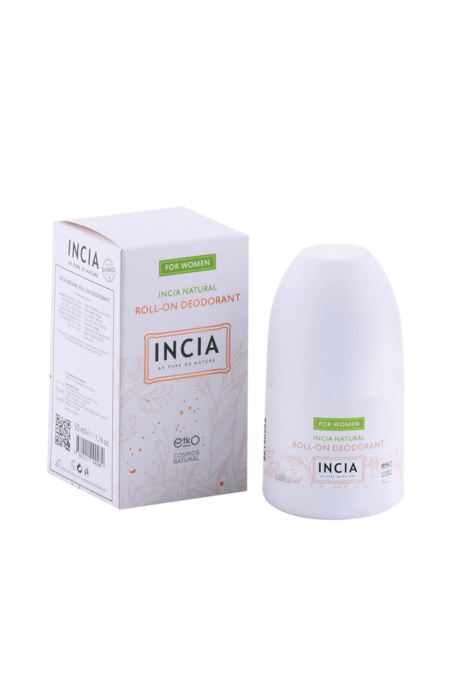 INCIA Doğal Roll-On Deodorant 50ml - Kadınlar için