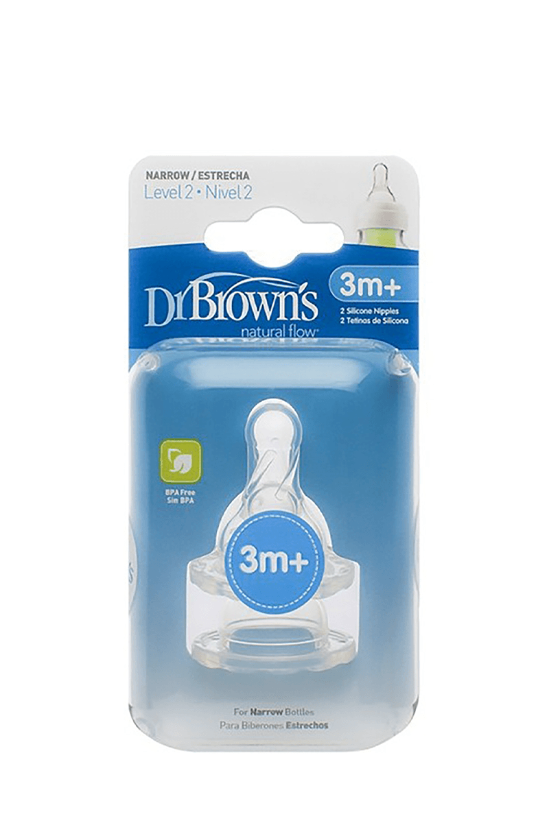 Dr. Brown's Dar Ağız 2.Seviye 3+ Silikon Biberon Emziği 2'li