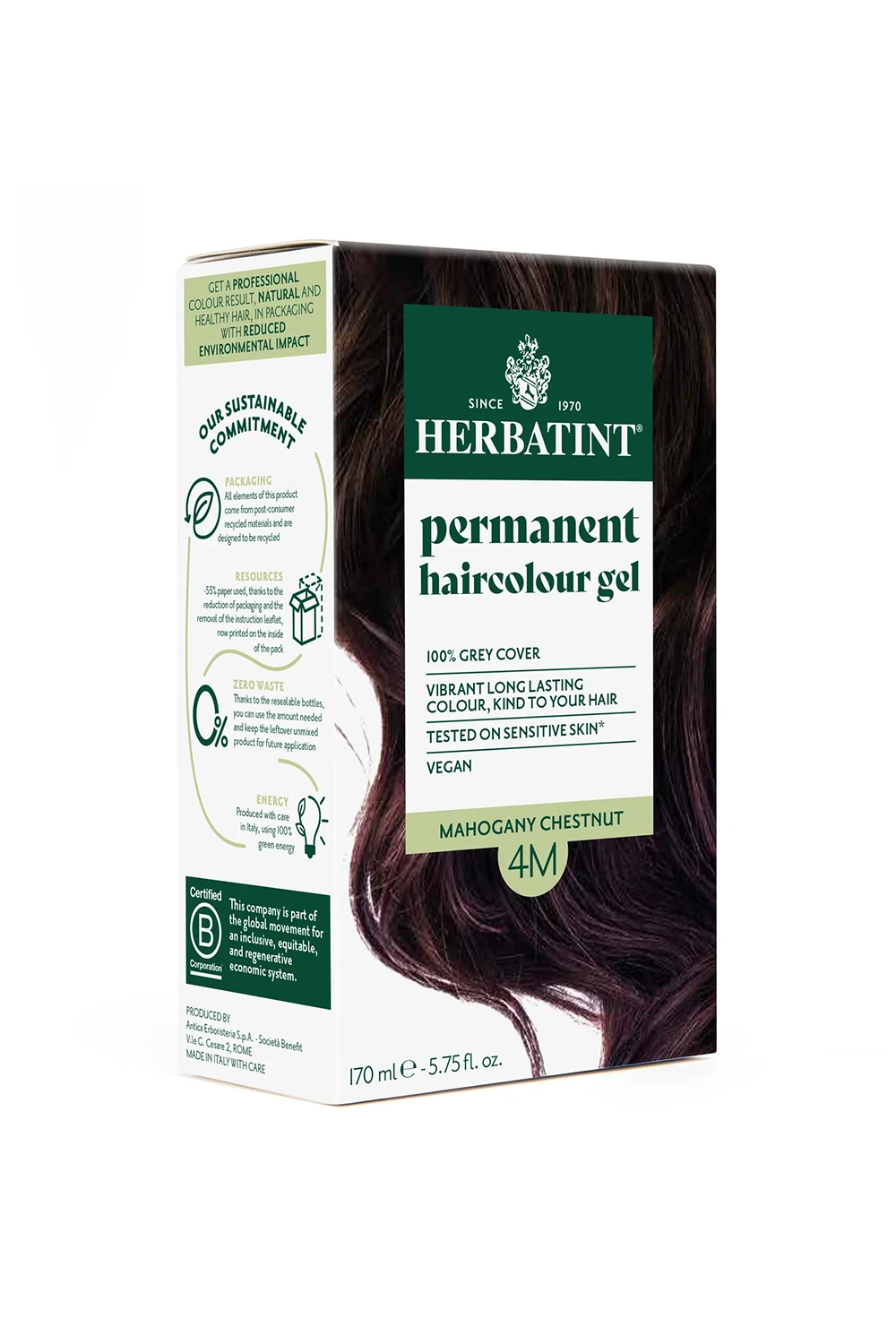 Herbatint Bitkisel Özlü Kalıcı Saç Boyası | Akaju Kestane (Chatain Acajou 4M) 170 ml