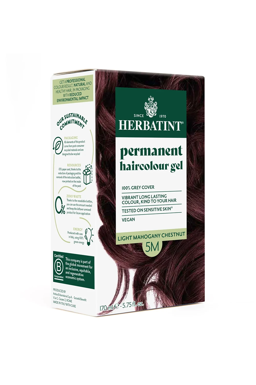 Herbatint Bitkisel Özlü Kalıcı Saç Boyası | Açık Akaju Kestane (Chatain Clair Acajou 5M) 170 ml