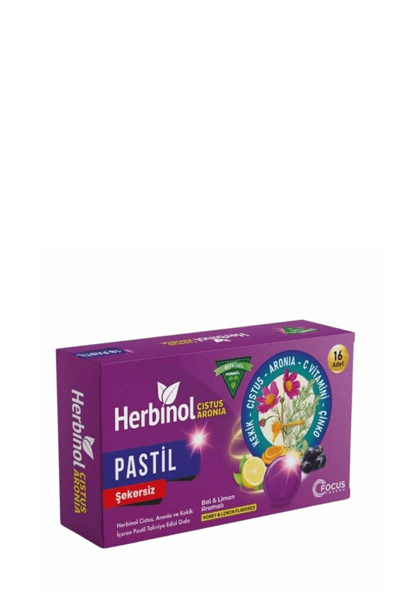 Herbinol Cistus Aronia Şekersiz Pastil 16 Adet