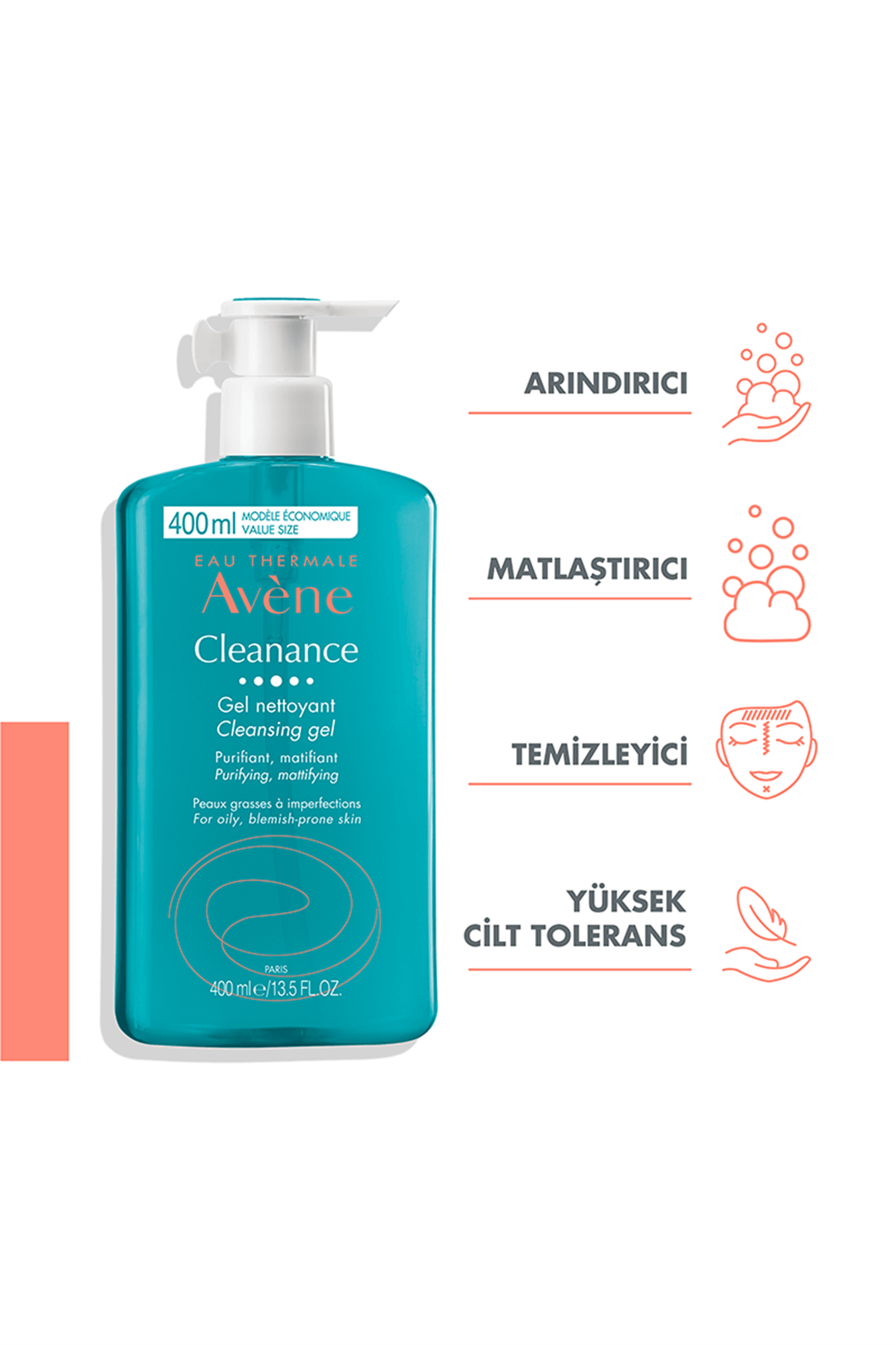 Avene Cleanance Yüz ve Vücut Temizleme Jeli 400 ml