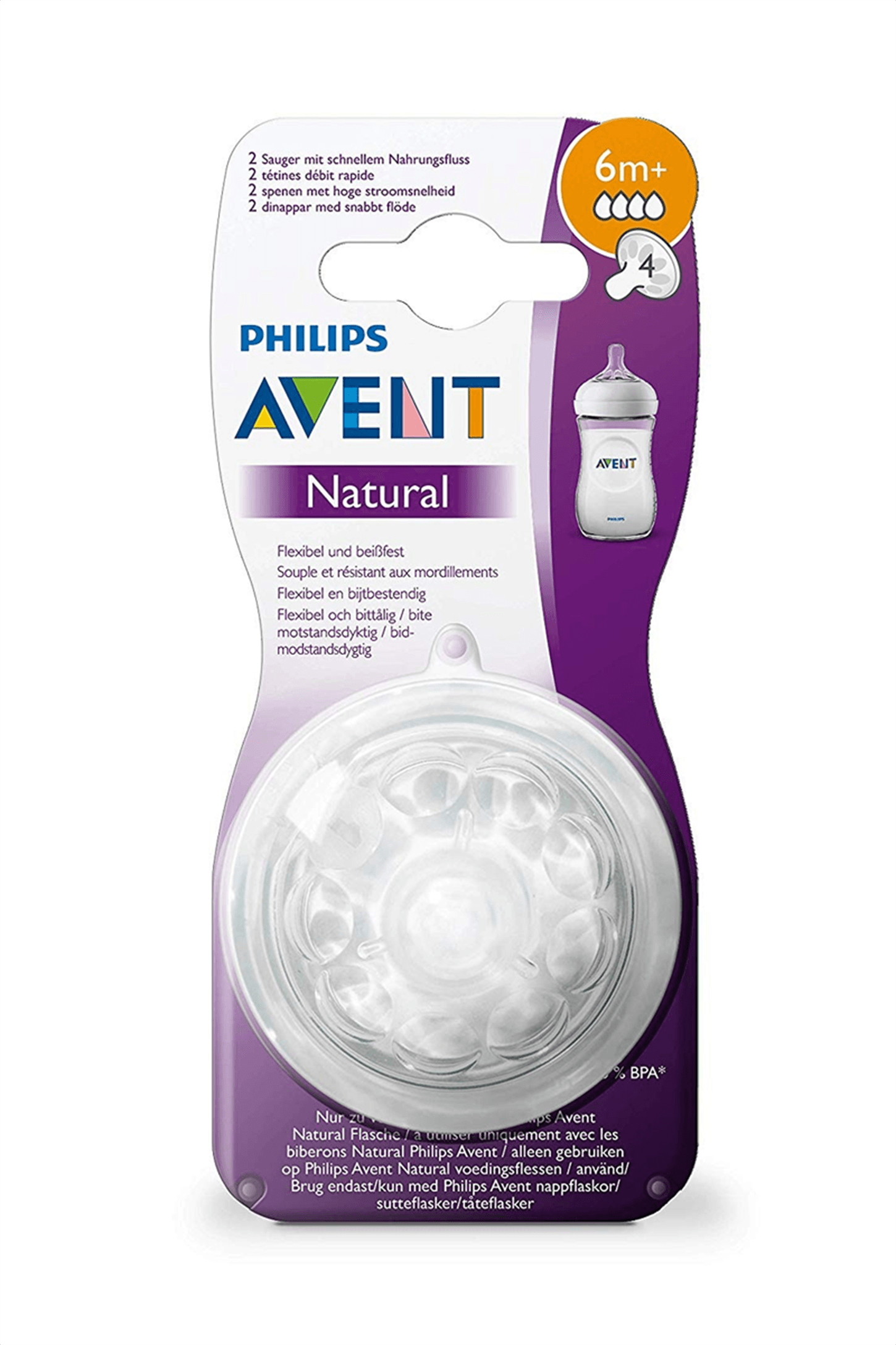 Philips Avent SCF 044/27 Natural Biberon Emziği 6M+ 2Li