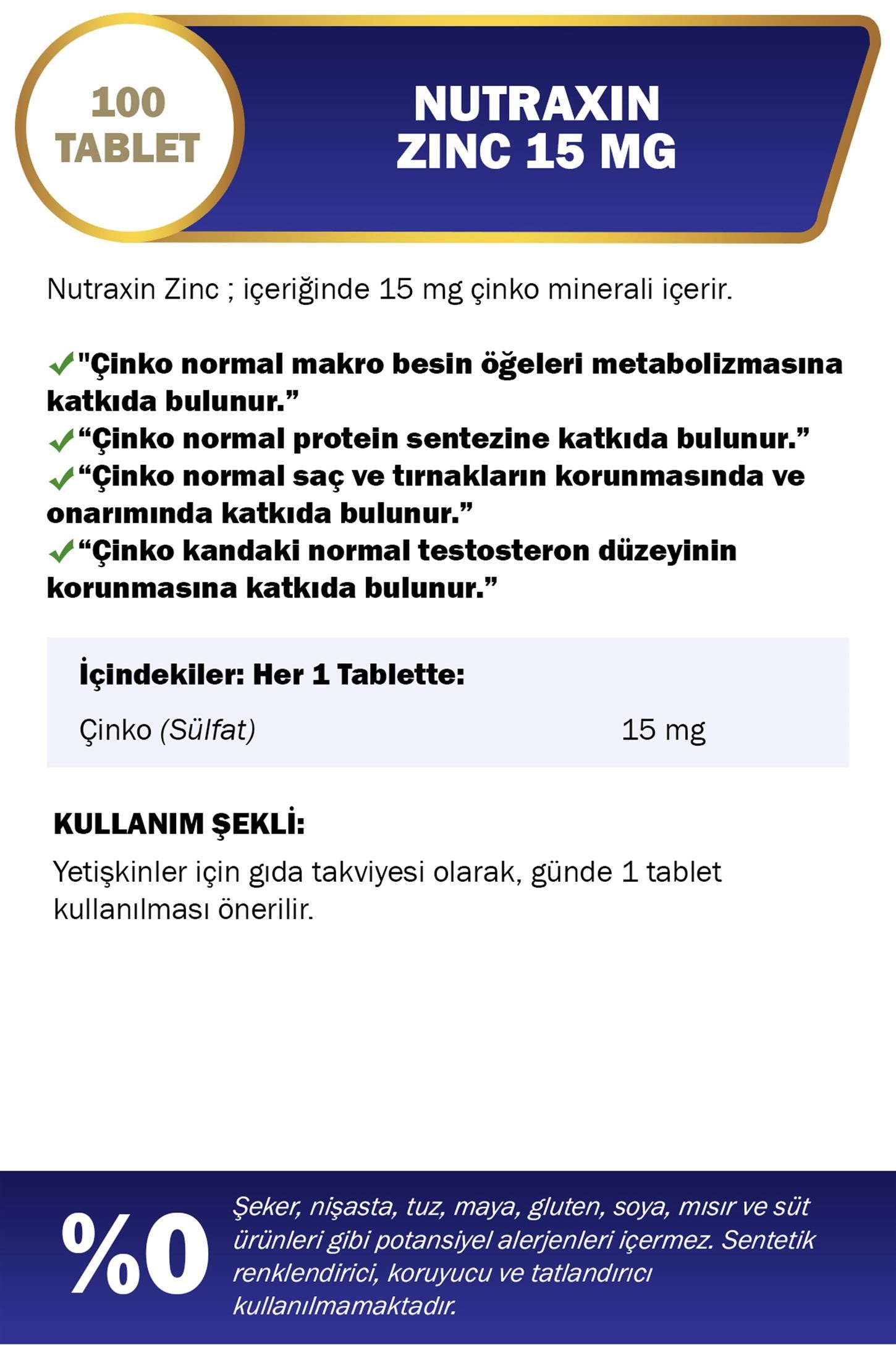 Nutraxin Zinc 15 mg 100 Tablet