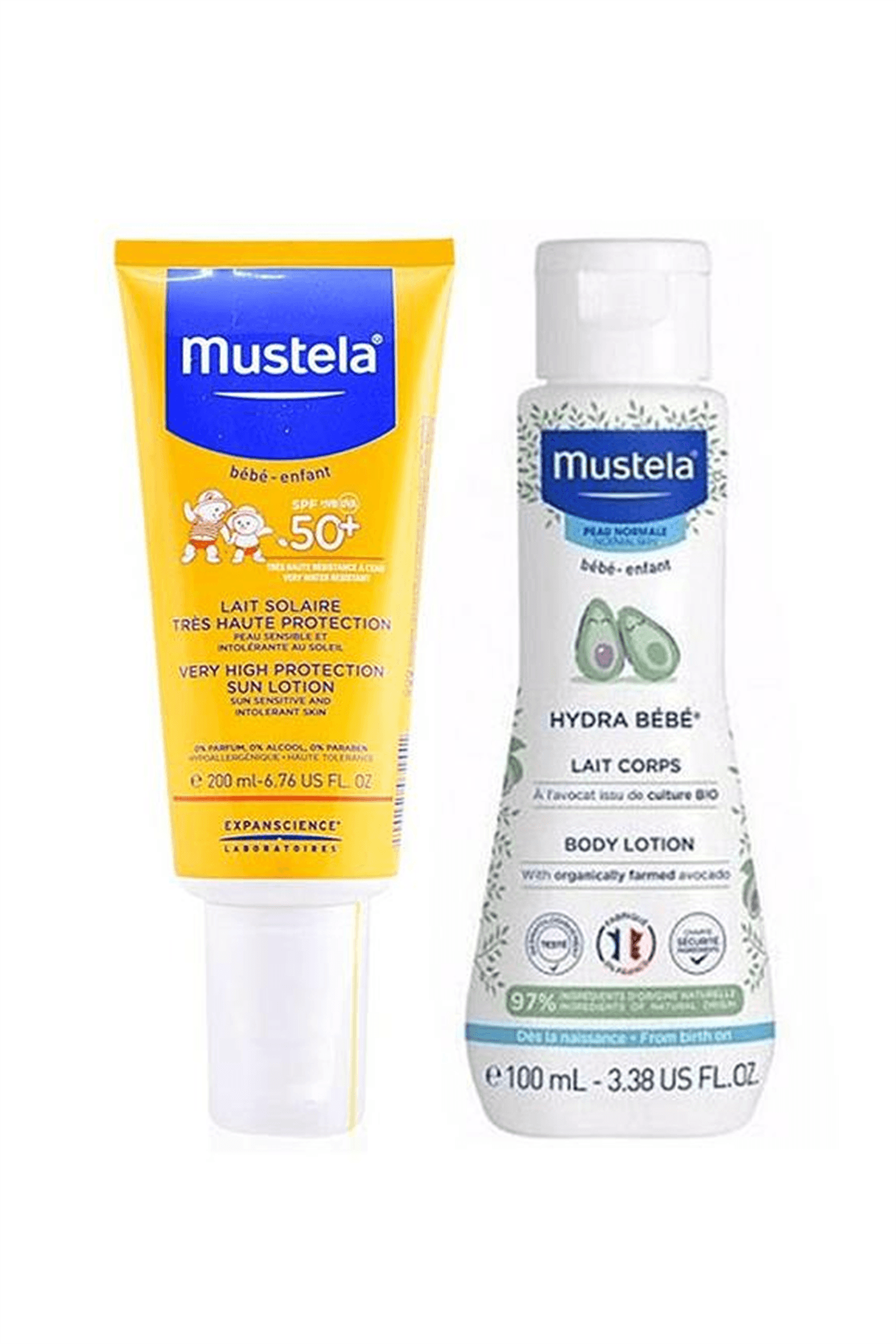 Mustela Very High Protection Sun Lotion SPF50+ 200ml +Hydra Bebe 100 ml