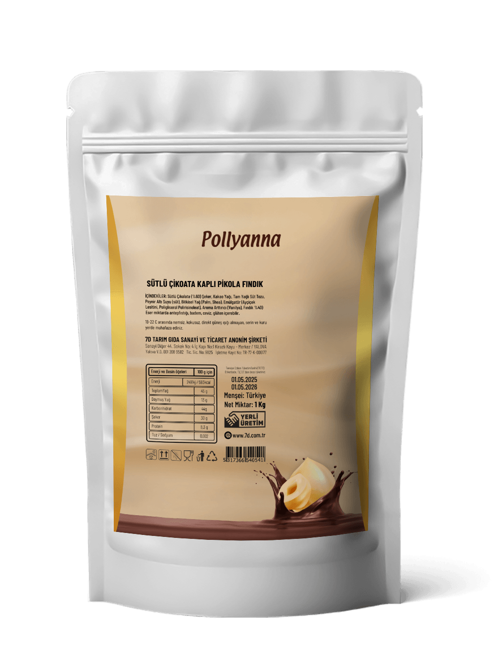 POLLYANNA SÜTLÜ ÇİKOLATA KAPLI PİKOLA FINDIK (1 KG)