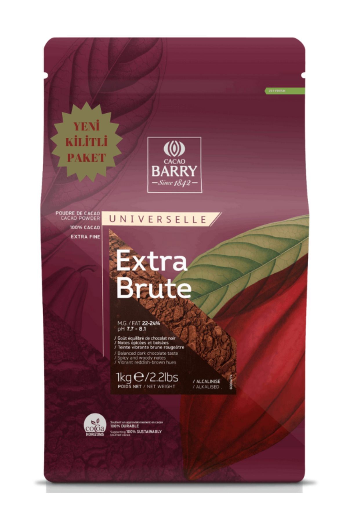 CALLEBAUT EXTRA BRUTE TOZ KAKAO (%100) (1 KG)