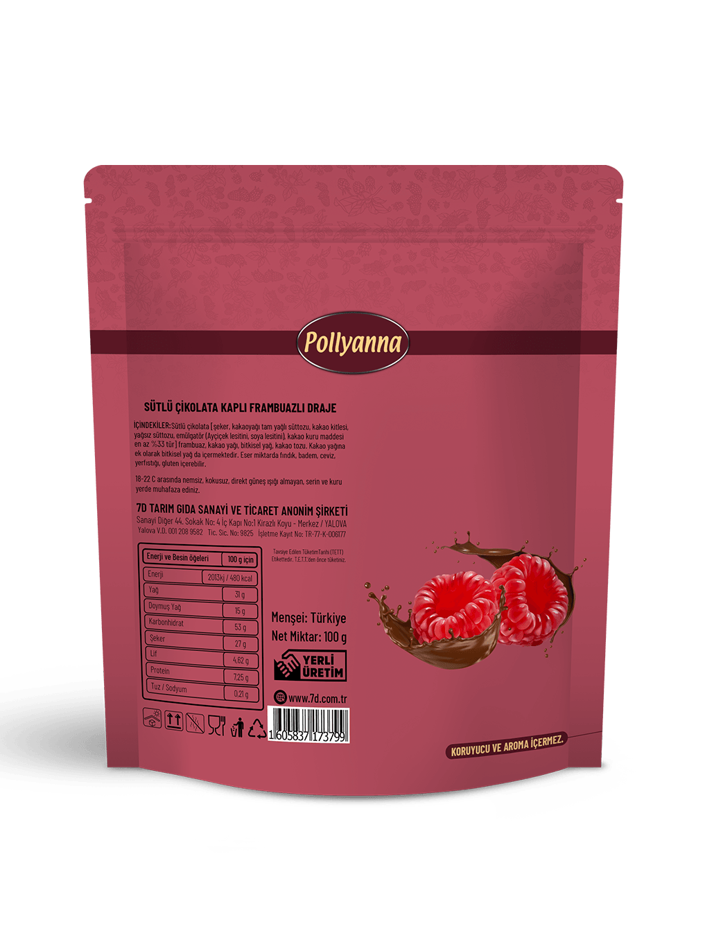 POLLYANNA FRAMBUAZLI DRAJE (100 GR)