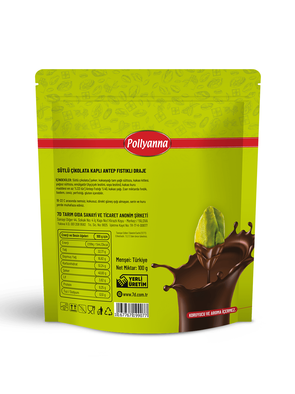 POLLYANNA ANTEP FISTIKLI DRAJE EXTRA (100 GR)