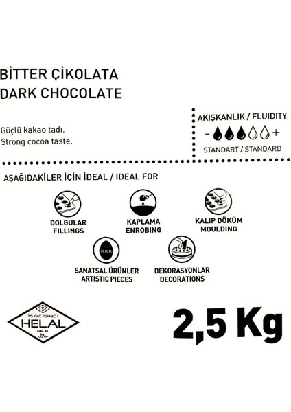 CHOCOVİC BİTTER KUVERTÜR BLOK ÇİKOLATA (2,5 KG)