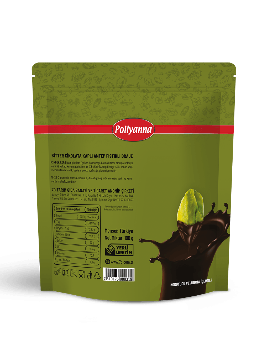 POLLYANNA BİTTER ANTEP FISTIKLI DRAJE (100 GR)