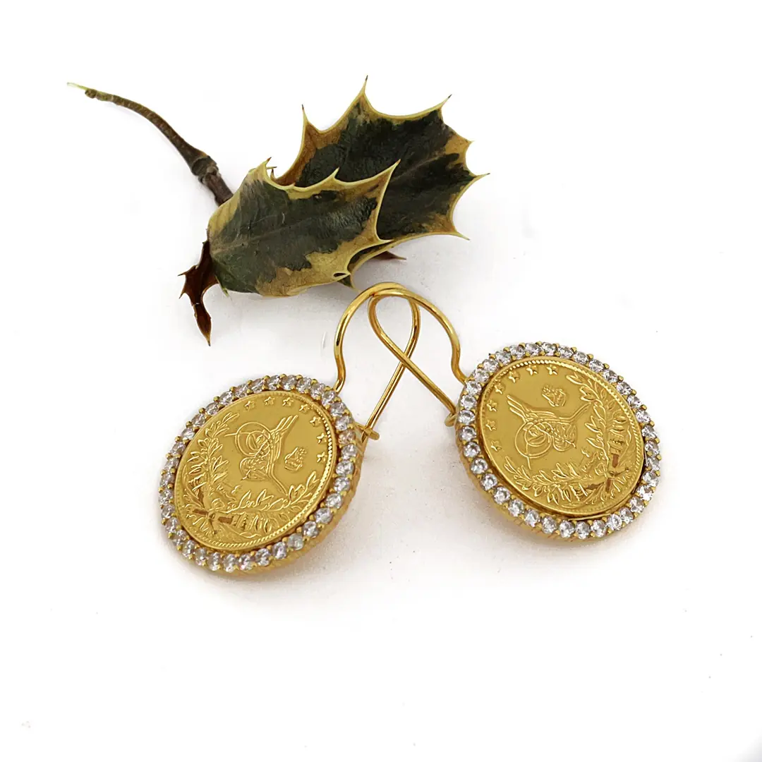 Reşat Half Lira Coin Framed Earrings