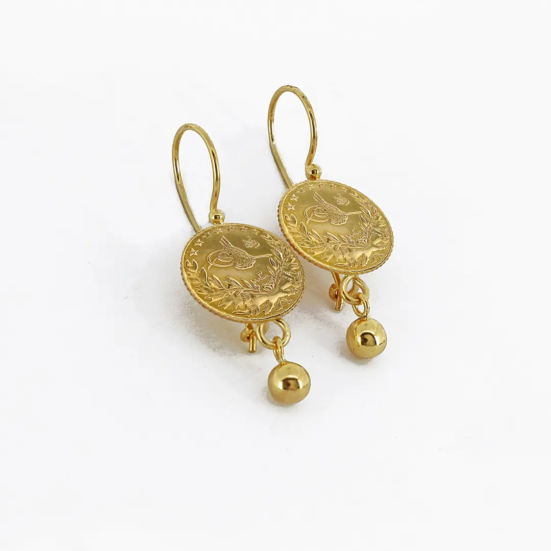 Reşat Quarter Lira Coin 22 K Earrings