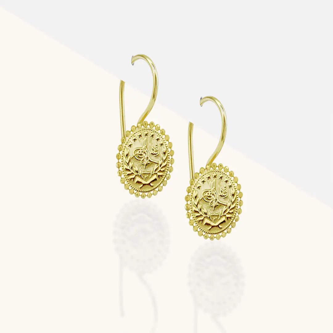 Reşat Baskı Lira Coin Earrings