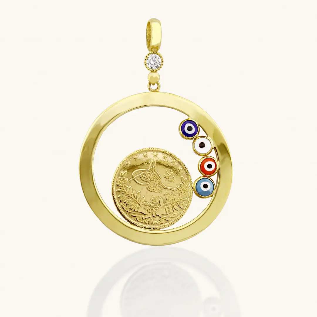 Reşat Half Lira Coin Hoop Necklace Pendant