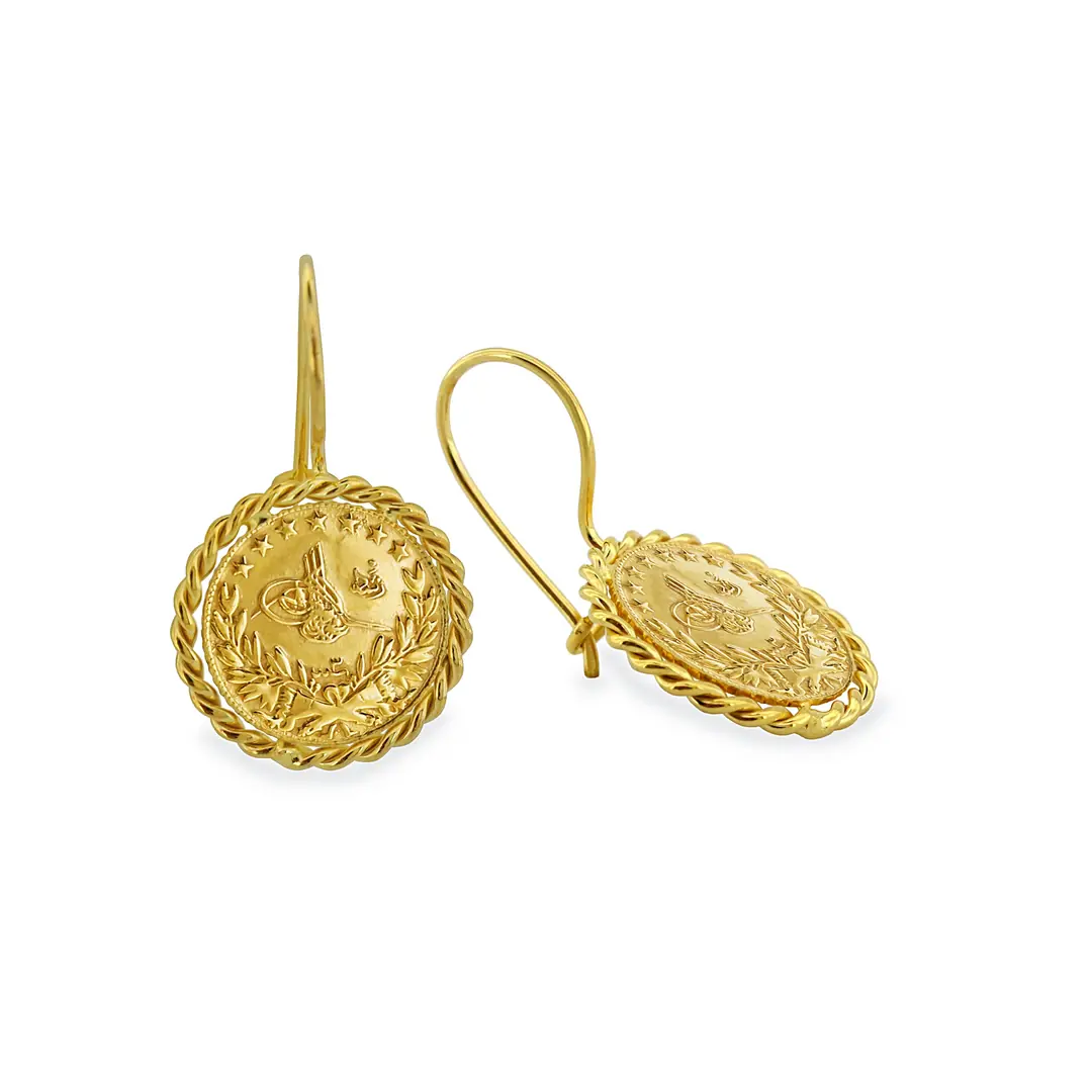 Reşat Half Lira Coin Twist Frame Earrings