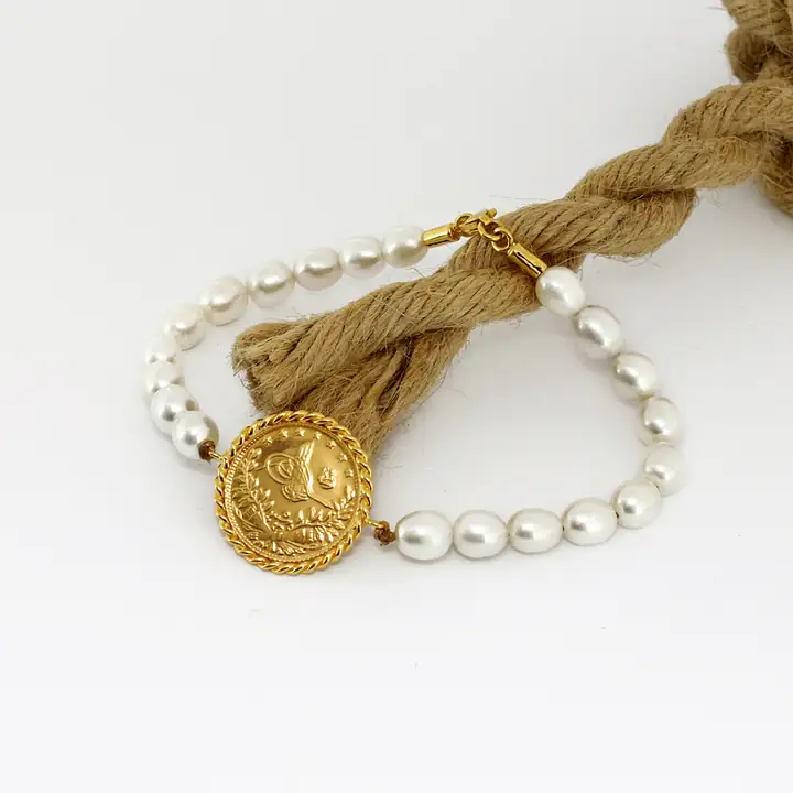 İnci Bileklik Reşat Yarım Liralı