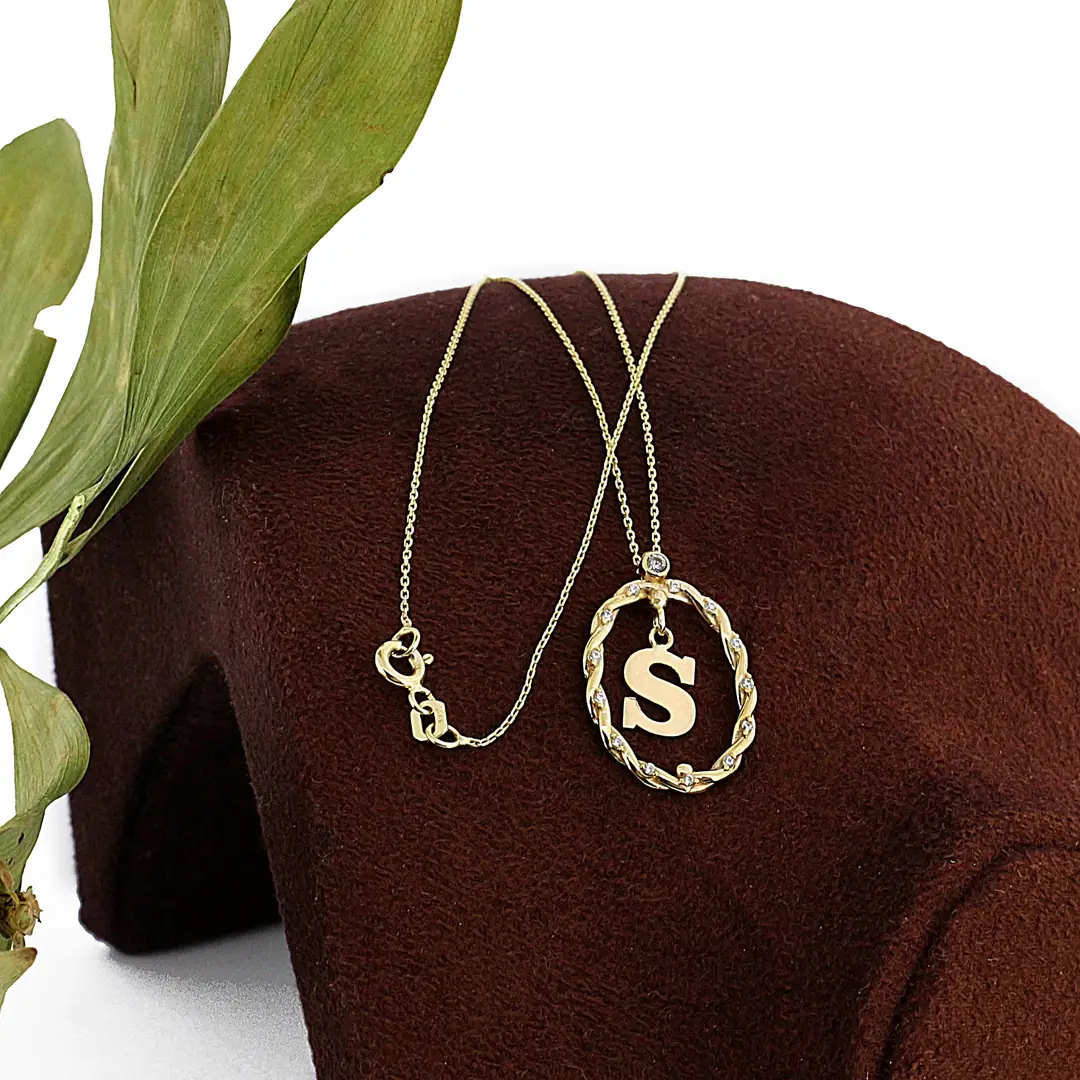 Initial Hoop Gold Necklace