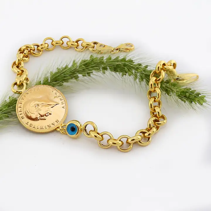 Ata Yarım Liralı & Nazar Boncuklu Bileklik