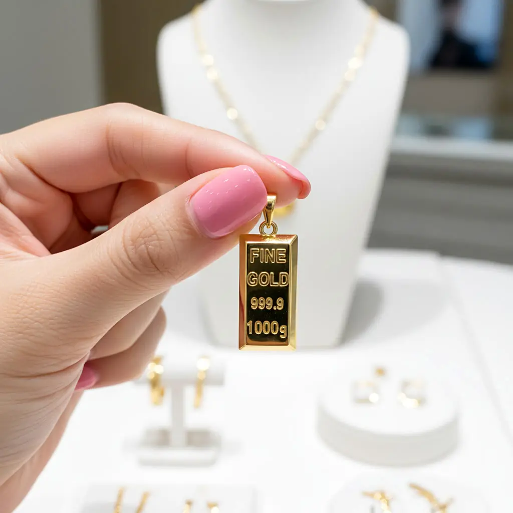 Külçe g Gold Necklace Pendant Large