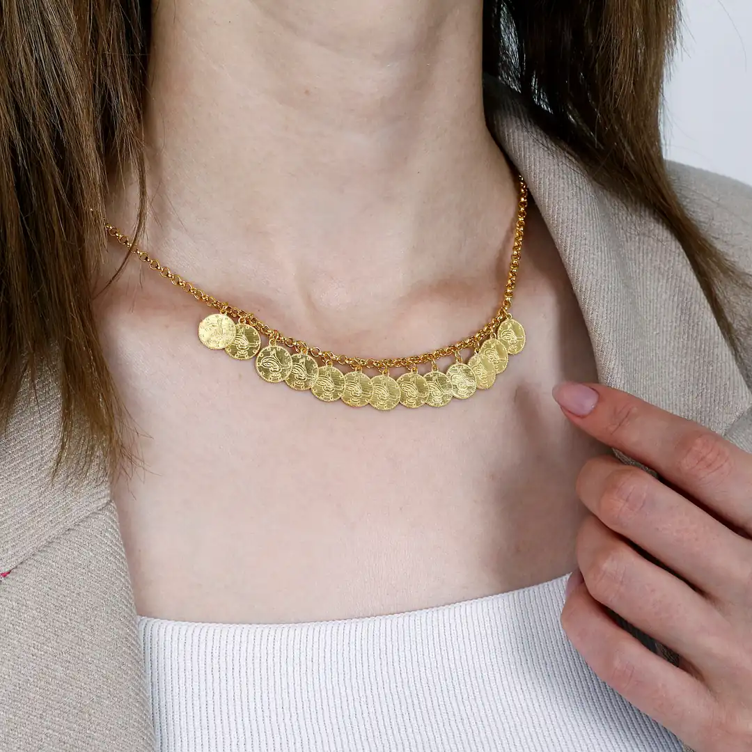 Reşat Baskı Lira Coin 14 K Gold Necklace
