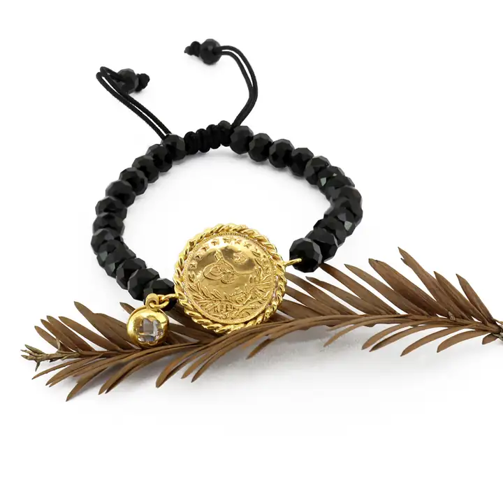 Reşat Çeyrek Liralı Siyah Boncuklu Bileklik