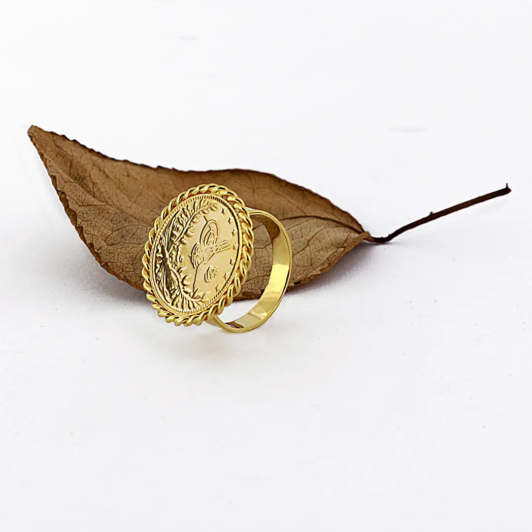 Reşat Half Lira Coin Twist Frame Ring