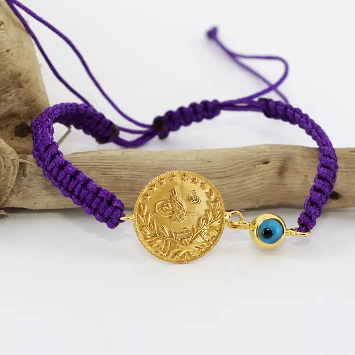 Reşat Çeyrek Liralı & Nazar Boncuklu İpli Bileklik