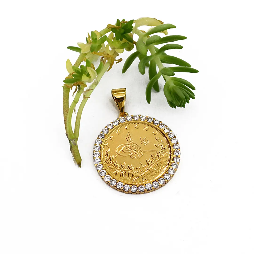 Reşat Half Lira Coin Framed Necklace Pendant