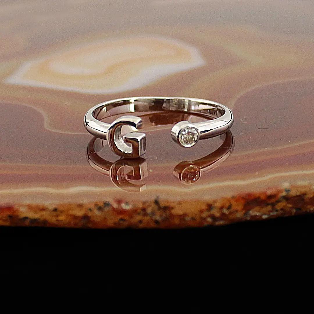 Diamond Solitaire Ring G Initial