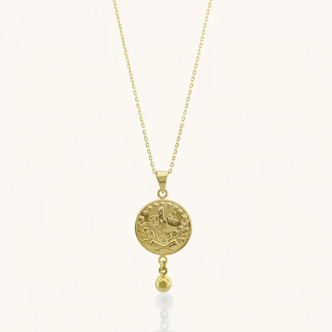 Reşat Baskılı Lira Coin Necklace 14 K