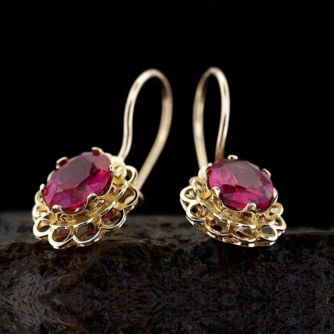 Red Zircon Stone-set Earrings