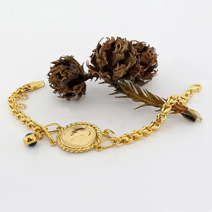 Ata Çeyrek Liralı Nazar Boncuklu Çocuk Bileklik