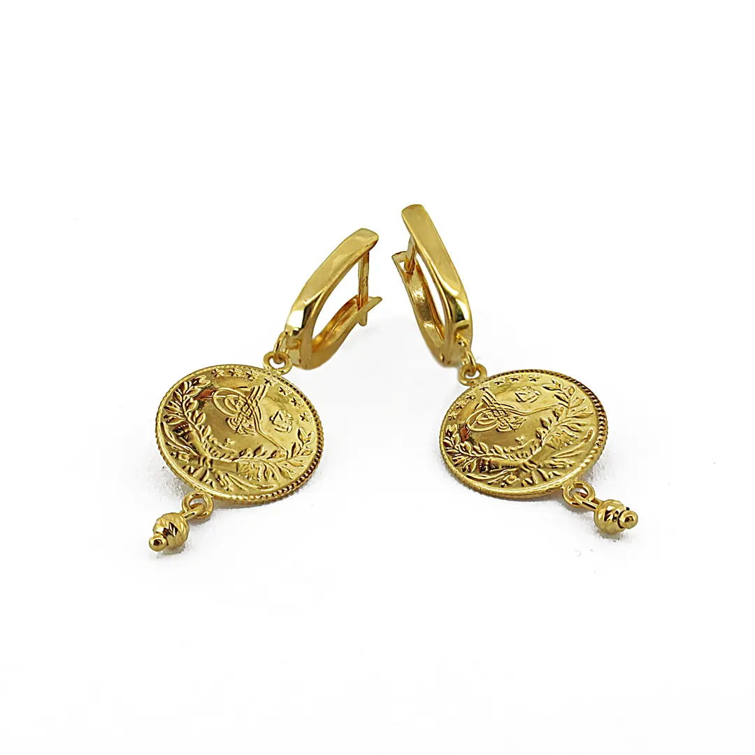 Reşat Quarter Lira Coin 22 K Earrings